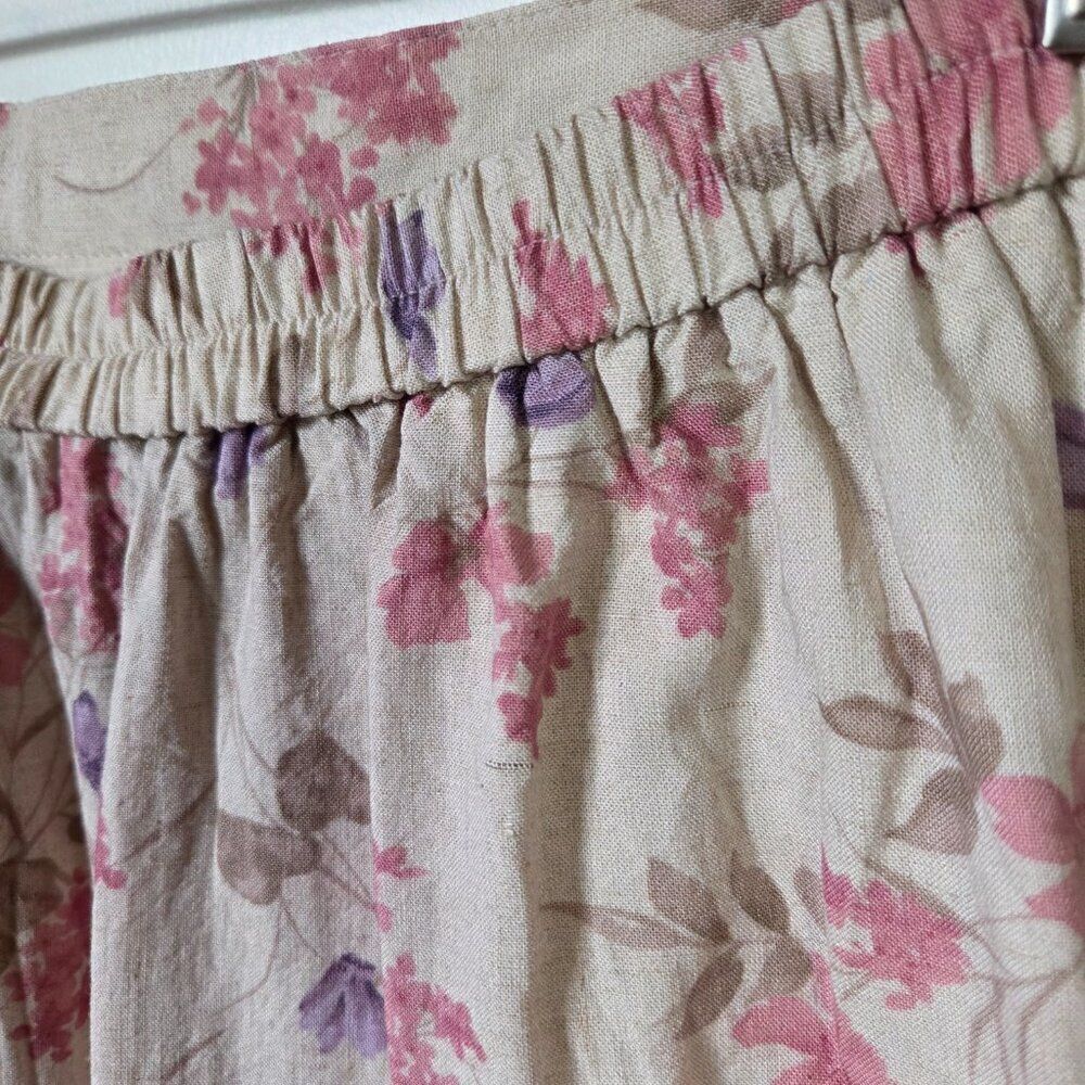 EUC VAN HEUSEN WOMEN FLORAL LONG LINEN BLEND A LINE SKIRT SIZE SMALL - Picture 11 of 16